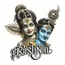 krishna and prince name written tattoo design idea