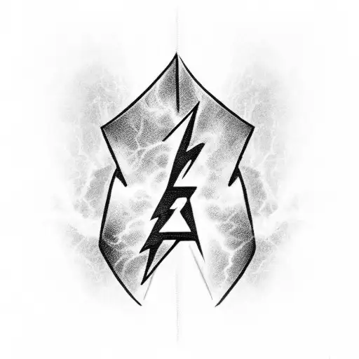 lightning going through the chest with the world " legends never die " wrote in the middle of it tattoo design idea