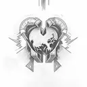 thunder going through the chest with the world " legends never die " wrote in the middle of it tattoo design idea