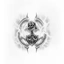 thunder going through the chest with the world " legends never die " wrote in the middle of it tattoo design idea