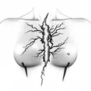 lightning going through the chest with the world " legends never die " wrote in the middle of it tattoo design idea