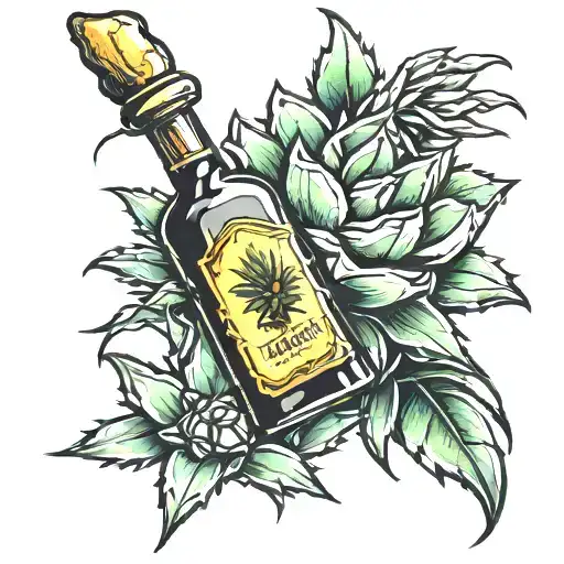 agave with tequila bottle  tattoo design idea