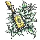 agave with tequila bottle  tattoo design idea