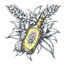 agave with tequila bottle  tattoo design idea