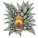 agave with tequila bottle  tattoo design idea