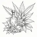 agave with tequila bottle  tattoo design idea