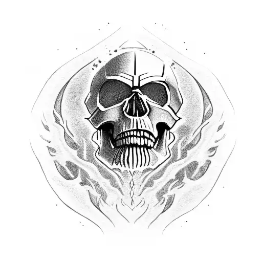 thanos' skull with flames tattoo design idea
