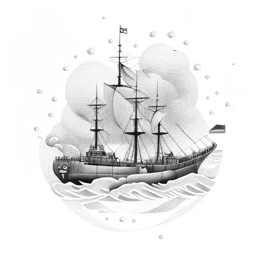 Pirate Ship Tattoo Design White Background PNG File Download High  Resolution - Etsy