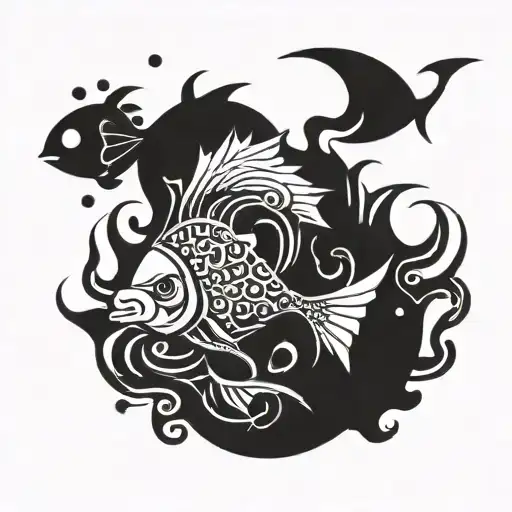 swimming underwater tattoo design idea