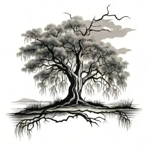 depressed Willow tree tattoo design idea