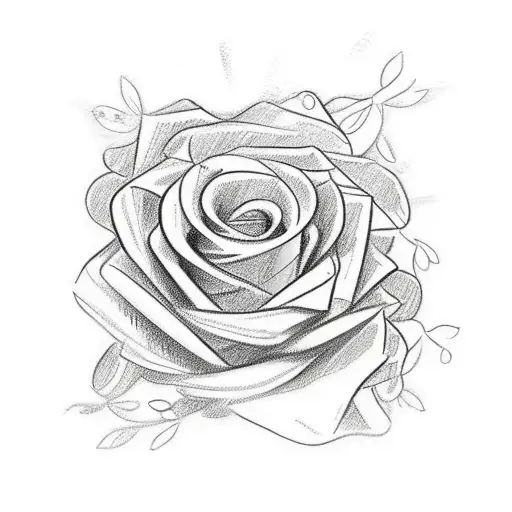 A sketch-style tattoo of the American flag morphing into a beautiful bouquet of flowers, with a subtle rosary intertwined in the design tattoo design idea