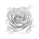 A sketch-style tattoo of the American flag morphing into a beautiful bouquet of flowers, with a subtle rosary intertwined in the design tattoo design idea