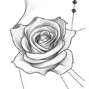 A sketch-style tattoo of the American flag morphing into a beautiful bouquet of flowers, with a subtle rosary intertwined in the design tattoo design idea