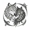 wolf yin yang symbol tattoo design idea