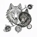wolf yin yang symbol tattoo design idea