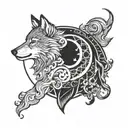 wolf yin yang symbol tattoo design idea