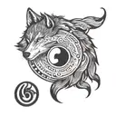 wolf yin yang symbol tattoo design idea