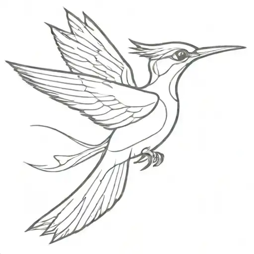 Create a minimalist tattoo design of a flying woodpecker, using the fewest lines possible. tattoo design idea