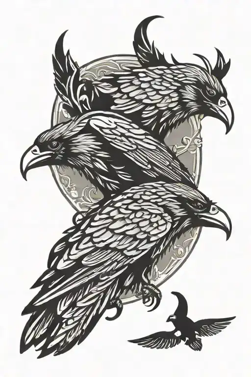 Odin's ravens Huginn and Muninn tattoo design idea
