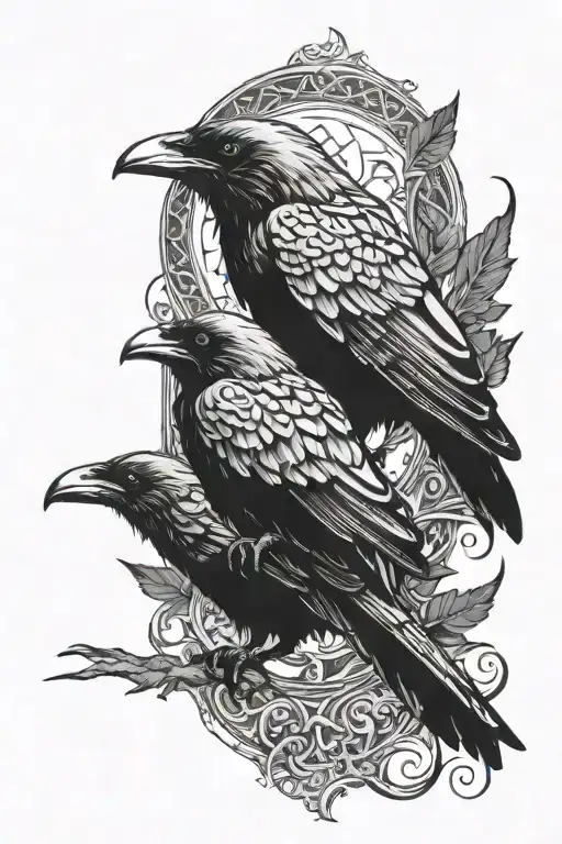 Odin's ravens Huginn and Muninn tattoo design idea