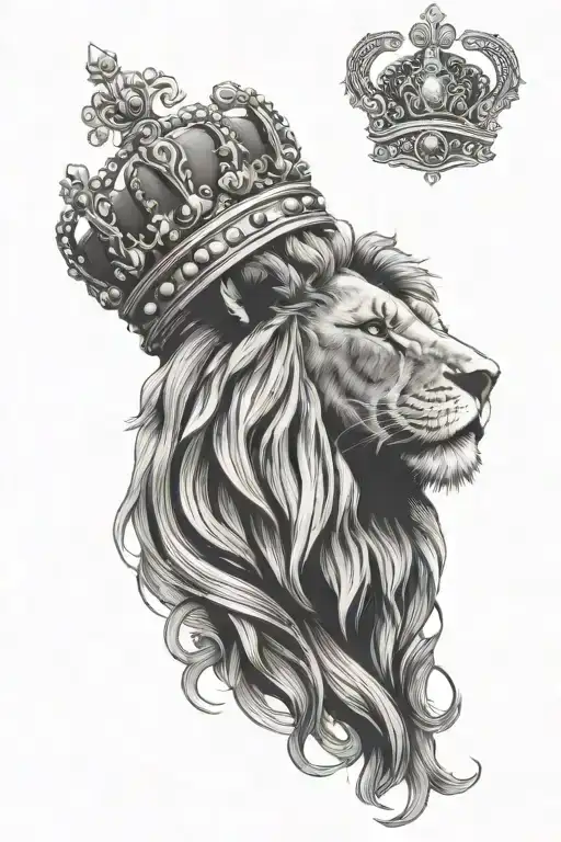 smoke and clouds lion wearing a crown tattoo design idea