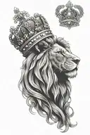 smoke and clouds lion wearing a crown tattoo design idea