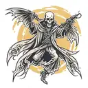 Don't fear the reaper, happy reaper, rain, sun and wind around tattoo design idea