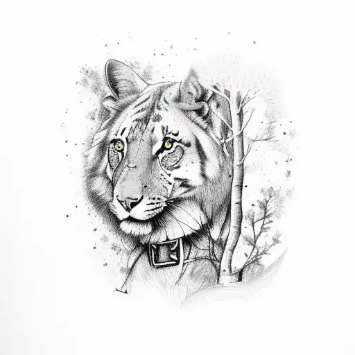 animals with irish and trees tattoo design idea