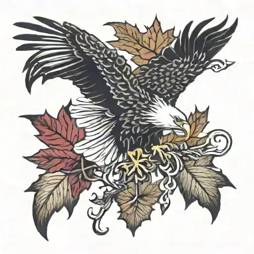 american bald eagle, canadian maple leaf and united kingdom boue jack tattoo design idea