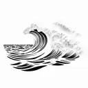 blue ocean waves tattoo design idea