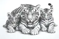 mama tiger with scares protecting a baby tiger  tattoo design idea