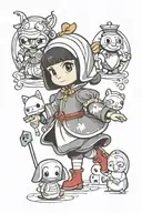 pocoyo, alice in wonderland, snow white, ninjas tattoo design idea