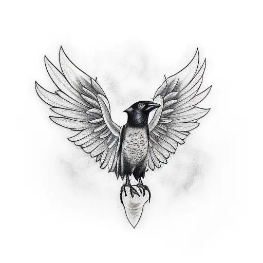 Crow open wings tattoo design idea