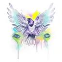 Raven open wings tattoo design idea