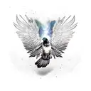 Raven open wings tattoo design idea