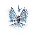 Raven open wings tattoo design idea