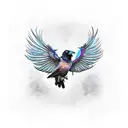 Raven open wings tattoo design idea