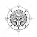 A tree of life with intricate branch patterns surrounded by a celtic circle tattoo design idea