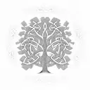 A tree of life with intricate branch patterns surrounded by a celtic circle tattoo design idea