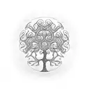 A tree of life with intricate branch patterns surrounded by a celtic circle tattoo design idea