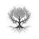 A celtic tree of life with intricate branch patterns tattoo design idea