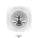 A celtic tree of life with intricate branch patterns tattoo design idea