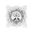 A celtic tree of life with intricate branch patterns tattoo design idea
