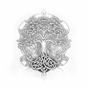 A celtic tree of life with intricate branch patterns tattoo design idea