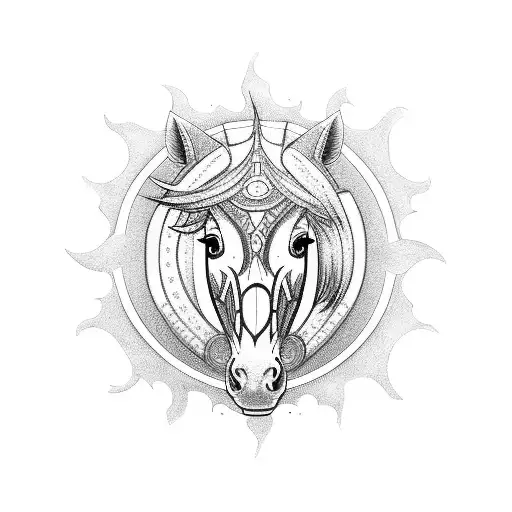 sun horse tattoo design idea