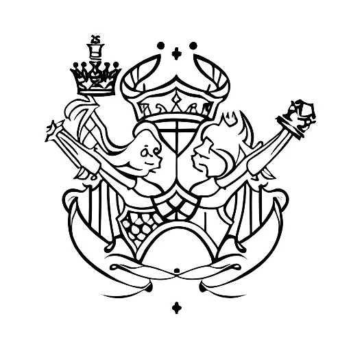 A chess knight and queen in an embrace tattoo design idea