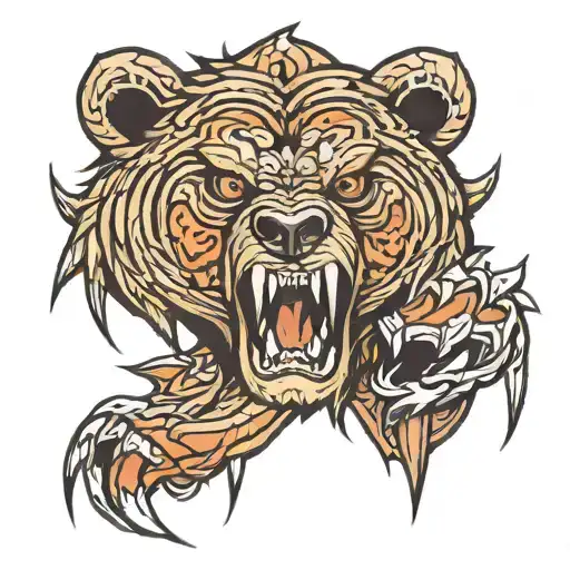bear claw his way tattoo design idea