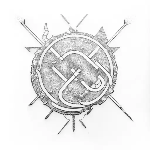 Letters NPA with a microscope in heavy metal style tattoo design idea