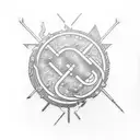 Letters NPA with a microscope in heavy metal style tattoo design idea