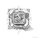 Letters NPA with a microscope in heavy metal style tattoo design idea